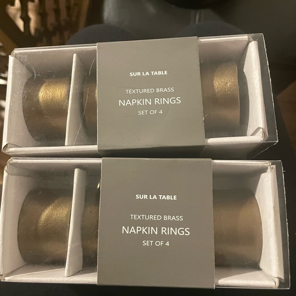 NEW Sur La Table Brass Napkin Rings Set - 8 total